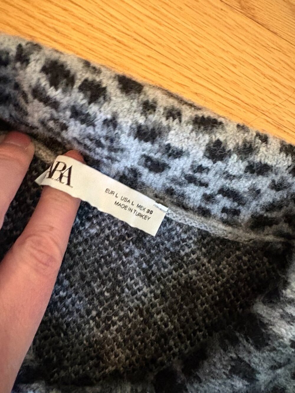 Zara Black and Gray Leopard Print Button-Up Sweater Jacket - Picture 6 of 6